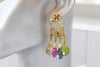 COLORFUL Fringes Earrings, Hoop Dangle Earrings, Gipsy Earrings, TASSEL Earrings, Vintage Brass Earrings, Boho Hoop Earrings, Daily Earrings