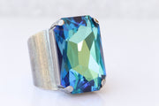 ROYAL BLUE RING, Huge Crystal Ring, Sapphire Crystal Ring, Large Cocktail Ring, Big Stone Blue Ring, Statement Ring, Capri blue Chunky Ring