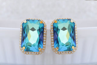 ROYAL BLUE EARRINGS, Huge Stud Earrings, Sapphire Crystal Earrings, Large Cocktail Earrings, Big Statement Blue Earrings, Capri blue Earring