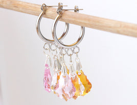 COLORFUL Fringes Earrings, Hoop Dangle Earrings, Gipsy Earrings,TASSEL Earrings, Silver Plated Earrings, Bridal Hoop Earrings ,Daily Earring