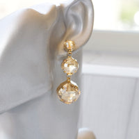 CHAMPAGNE GOLD EARRINGS, Bridal Rose Gold Earrings, Statement Vintage Earrings, Long Classic Earrings,Wedding Earrings,Chandelier Earring