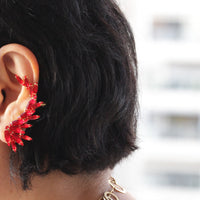 RED CLIMBING EARRINGS, Ear Climber Earring, Ear Crawler Earrings, Bright Red Ruby Crystal Jewelry, Bridal Earrings, Rocker Earrings,Ear Cuff