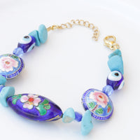Evil eye bracelet, Handmade beaded bracelet, Turquoise Beads bracelet, Royal Blue bracelet, Turkish eye charm bracelet, Protection jewelry