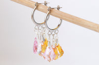 COLORFUL Fringes Earrings, Hoop Dangle Earrings, Gipsy Earrings,TASSEL Earrings, Silver Plated Earrings, Bridal Hoop Earrings ,Daily Earring