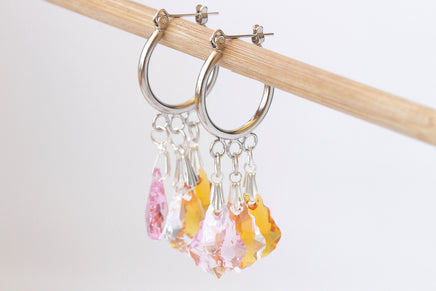 COLORFUL Fringes Earrings, Hoop Dangle Earrings, Gipsy Earrings,TASSEL Earrings, Silver Plated Earrings, Bridal Hoop Earrings ,Daily Earring