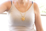 HEART LOCKET NECKLACE,  Gold Locket Necklace, Long Necklace, Filigree Large Heart Necklace, Statement Gold  Photo Locket, Mother Day Gift