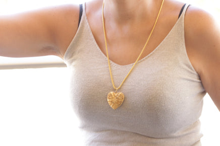 HEART LOCKET NECKLACE,  Gold Locket Necklace, Long Necklace, Filigree Large Heart Necklace, Statement Gold  Photo Locket, Mother Day Gift