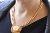 COIN NECKLACE, Chunky Gold Plated Necklace, Gourmet Chunky Necklace, Gold Coin Necklace, Coin Big Pendant, Gold Statement Gold Link Choker