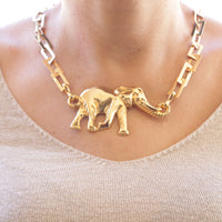 GOLD ELEPHANT NECKLACE, womens necklaces, elephant pendant, Gift For Woman, Gold Boho Necklace, Gold Statement Necklace, Big Elephant Charm