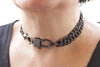 BLACK Chain choker with padlock, Collar padlock, Chunky locking choker Women, Daily Chain necklace, Padlock choker, Padlock necklace
