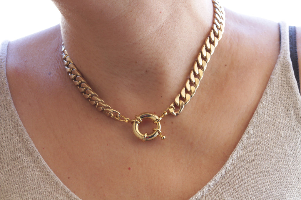 Stylish super heavy chain Big chunky gold necklace freeshipping -  Ollijewelry