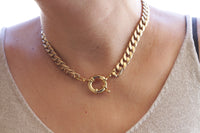 O CHUNKY NECKLACE, O Gold Choker Necklace, O Collar Necklace, O Ring Necklace, O Chain Choker Necklace, Statement Gold Hoop Gourmet Chain