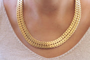 CHUNKY GOLD NECKLACE, Gold Extra Large Chain Choker,Statement Choker Necklace, Chunky Chain Necklace,Oversized Flat Necklace,Classic jewelry