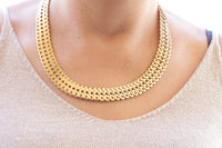 CHUNKY GOLD NECKLACE, Gold Extra Large Chain Choker,Statement Choker Necklace, Chunky Chain Necklace,Oversized Flat Necklace,Classic jewelry