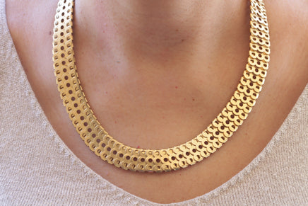 CHUNKY GOLD NECKLACE, Gold Extra Large Chain Choker,Statement Choker Necklace, Chunky Chain Necklace,Oversized Flat Necklace,Classic jewelry