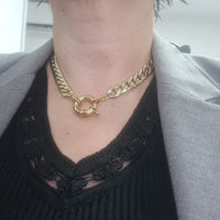 O CHUNKY NECKLACE, O Gold Choker Necklace, O Collar Necklace, O Ring Necklace, O Chain Choker Necklace, Statement Gold Hoop Gourmet Chain