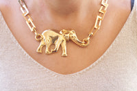 GOLD ELEPHANT NECKLACE, womens necklaces, elephant pendant, Gift For Woman, Gold Boho Necklace, Gold Statement Necklace, Big Elephant Charm