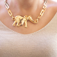 GOLD ELEPHANT NECKLACE, womens necklaces, elephant pendant, Gift For Woman, Gold Boho Necklace, Gold Statement Necklace, Big Elephant Charm