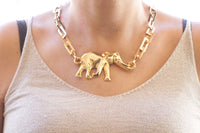 GOLD ELEPHANT NECKLACE, womens necklaces, elephant pendant, Gift For Woman, Gold Boho Necklace, Gold Statement Necklace, Big Elephant Charm