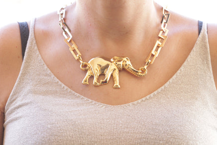 GOLD ELEPHANT NECKLACE, womens necklaces, elephant pendant, Gift For Woman, Gold Boho Necklace, Gold Statement Necklace, Big Elephant Charm