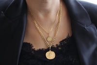 GOLD COIN NECKLACE, Layered Necklace,2 Necklace Jewelry set, Statement gold Double necklace,Long Coin Necklace, Medallion Lariat Necklace