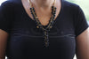 BLACK GOLD Y necklace, Black Crystals Beaded necklace, Statement Large Necklace,Evening Long necklace, Bunch of grapes necklace for Cocktail