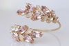 BLUSH IVORY BRACELET, Evening Bracelet, Morganite Crystal Wedding Bracelet, Light Pink Cuff Bracelet, Bridal Unique Bracelet For Woman Gift