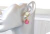 Coral Mint Earrings, Statement Red Mint Opal Drop Earrings, Coral Crystal Earrings,Teardrop Green Mint Opal Bridal Dangle Christmas Earrings