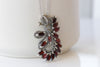 Garnet pendant , Antique necklace, Victorian necklace, Old sterling necklace, Vintage garnet sterling pendant,Garnet necklace,Antique garnet