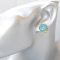Turquoise stud earrings, Clip On Or Pierced stud earrings, Blue Turquoise jewelry, December birthstone,Circle Minimalist Gemstone earrings