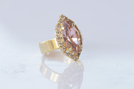 Marquise Morganite Crystal Ring, Light Pink Ring, Simple Minimalist Ring, Anniversary Gift, Blush Ring For Wife, Women Ring, Promise Ring