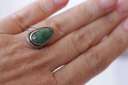 Eilat Stone Ring, King Solomon Stone Ring, Green Gemstone Ring, Copper Mineral Ring, Silver sterling Ring, Green Turquoise Adjustable Ring