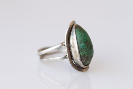 Eilat Stone Ring, King Solomon Stone Ring, Green Gemstone Ring, Copper Mineral Ring, Silver sterling Ring, Green Turquoise Adjustable Ring