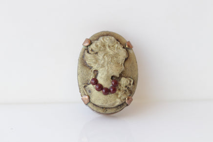 CAMEO BROOCH,  Cooper Bronze Brown Cameo Brooch, Vintage Cameo Brooch, Lady Cameo Brooches, Gift For Her ,Coat Brooch, Jacket Elegant Brooch