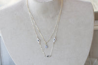 Turkish Blue Eye Pendant Chain Necklace, Double Dainty Necklace, White Cubic Zirconia, 925 Sterling Silver Necklace, Layered Tiny Necklace