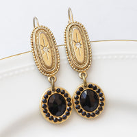 BLACK GOLD EARRINGS, Woman Drop Earrings, Evening Earrings, Vintage Dangle long Earrings, Bridal Black Gold Earring, Unique Earrings Gift