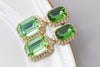 GREEN PERIDOT EARRINGS, Crystal Bridal Wedding Earrings, Estate Art Deco Earrings, Light Green Earrings, Drop And Studs Earrings,Olive Green