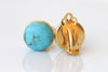 Turquoise stud earrings, Clip On Or Pierced stud earrings, Blue Turquoise jewelry, December birthstone,Circle Minimalist Gemstone earrings