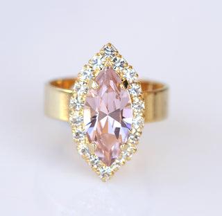 Marquise Morganite Crystal Ring, Light Pink Ring, Simple Minimalist Ring, Anniversary Gift, Blush Ring For Wife, Women Ring, Promise Ring