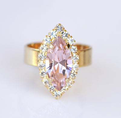 Marquise Morganite Crystal Ring, Light Pink Ring, Simple Minimalist Ring, Anniversary Gift, Blush Ring For Wife, Women Ring, Promise Ring