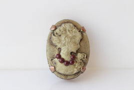 CAMEO BROOCH,  Cooper Bronze Brown Cameo Brooch, Vintage Cameo Brooch, Lady Cameo Brooches, Gift For Her ,Coat Brooch, Jacket Elegant Brooch