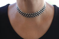 CHUNKY COLLAR CHOKER, Women Choker Gift For Her, Link Chain Collar, Statement Silver Necklace,Vintage Silver Necklace, Edgy Silver Necklace