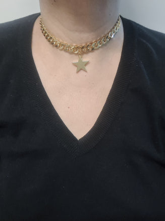 STAR CHUNKY NECKLACE, Women Chunky Choker, Star necklace, Gold statement Necklace, Chunky link necklace, Gold link necklace, Short Necklace