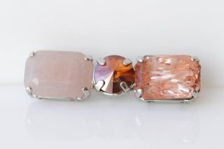 ROSE QUARTZ BROOCH, Stick Brooch, Vintage Style Brooch,Light Pink And Orange Brooches, Silver Brooch, Handmade Accessories, Gift For Her