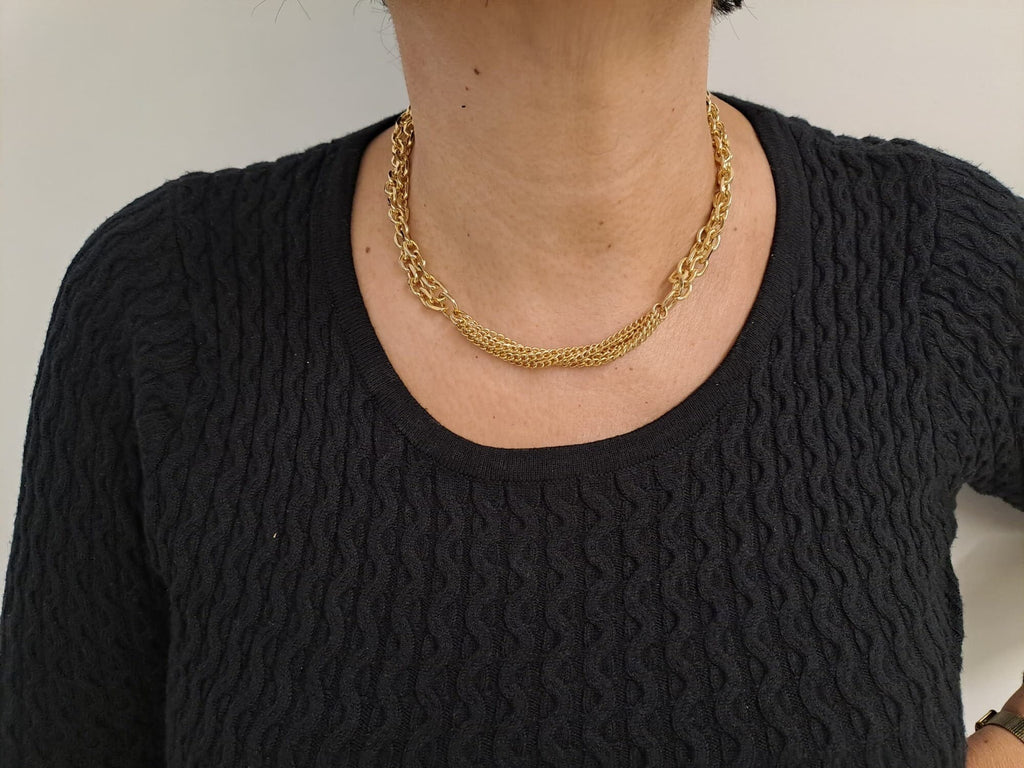 GOLD LINK NECKLACE, Chunky Dainty Layered Necklace, Multi Layered Short Necklace, Statement Modern Layered Set
