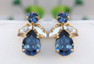 Navy Long Rhinestone Earrings, Montana Blue Crystal Navy Earrings - Yahoo  Shopping