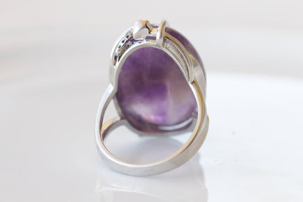 Amethyst Ring, Purple Amethyst Ring, 925 Sterling Silver Ring, Oval Amethyst Statement Ring, Birthstone Ring For Woman, Purple Stone Ring