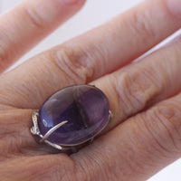 Amethyst Ring, Purple Amethyst Ring, 925 Sterling Silver Ring, Oval Amethyst Statement Ring, Birthstone Ring For Woman, Purple Stone Ring