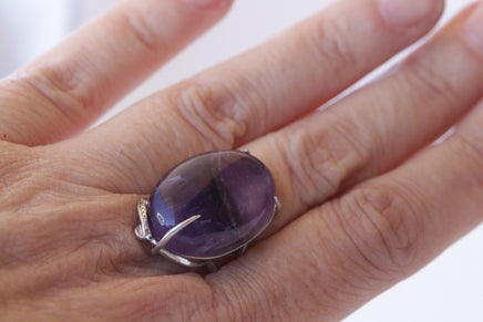 Amethyst Ring, Purple Amethyst Ring, 925 Sterling Silver Ring, Oval Amethyst Statement Ring, Birthstone Ring For Woman, Purple Stone Ring