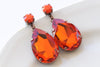 ORANGE EARRINGS, Chandelier Prom Earrings. Mother Of Brides Summer Wedding Earrings, Statement Large Earrings, Evening Hot Orange Jewelry